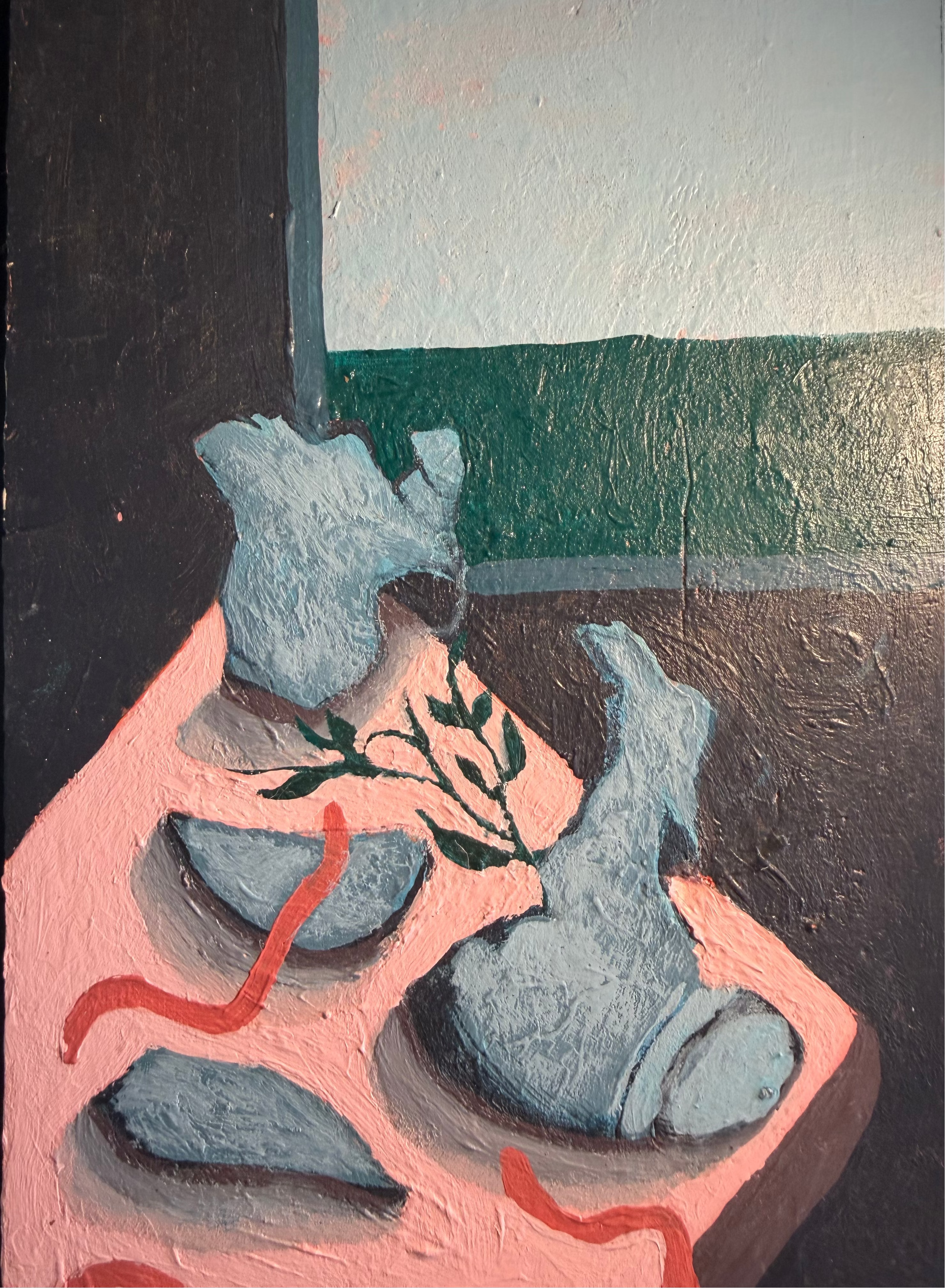 Abstract Still Life Home Art Painting in Pink and Teal by Mellup Finds | Art & Crafts