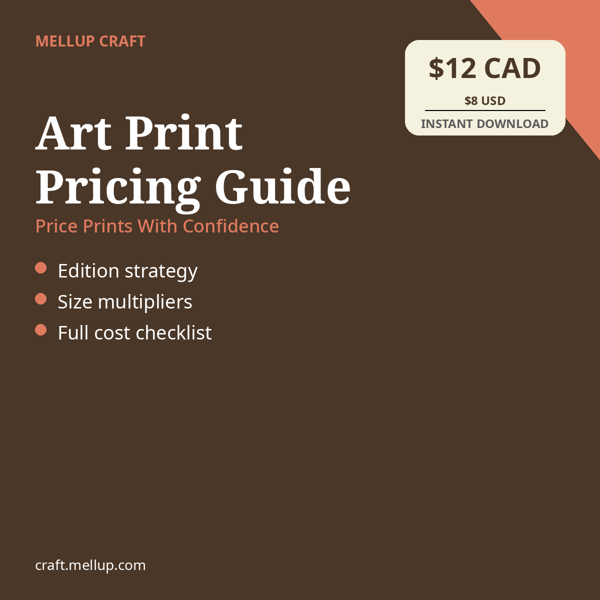 Art Print Pricing Guide, $12 CAD / $8 USD