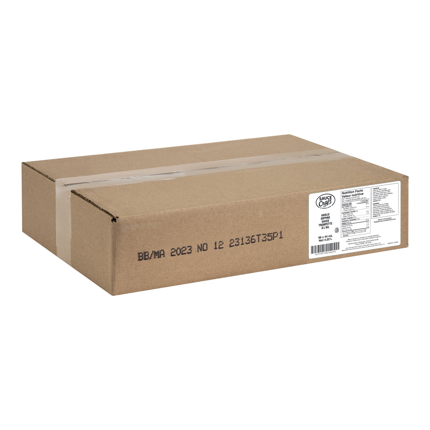Sauce Garlic Dip Cup - 96 x 44 mL - Sauccft - Restaurant and Foodservice Ingredients - Canadian Distribution - Ships Free Within Canada on Orders Above CAD $199