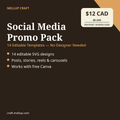 Social Media Promo Pack 14 templates, $12 CAD / $8 USD